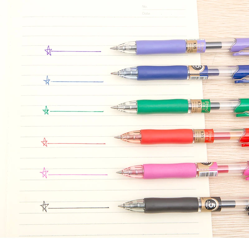 

6PCS/LOT Colors Push type Ballpoint pen stylo pennen boligrafos kugelschreiber canetas penna kalem pens for writing caneta 03657