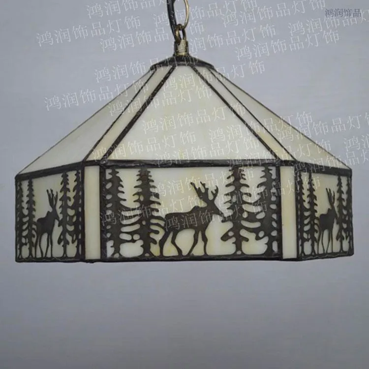 

Tiffany Pendant Light Elk Pattern European Style Stained Glass Dining Living Room Lamparas Lustre E27 110-240V