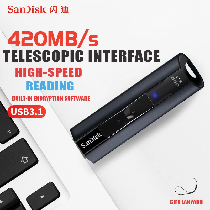Двойной Флеш-накопитель SanDisk SDCZ880 Extreme PRO 128 ГБ USB 3 1 флэш-накопитель 256 высокой