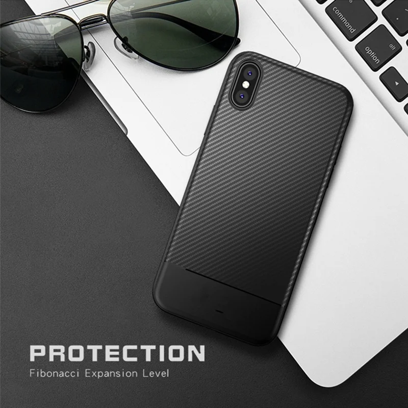 Тонкий мягкий чехол для iphone 7 8 Plus XS Max XR случаях из углеродного волокна Coque 6 6s плюс X