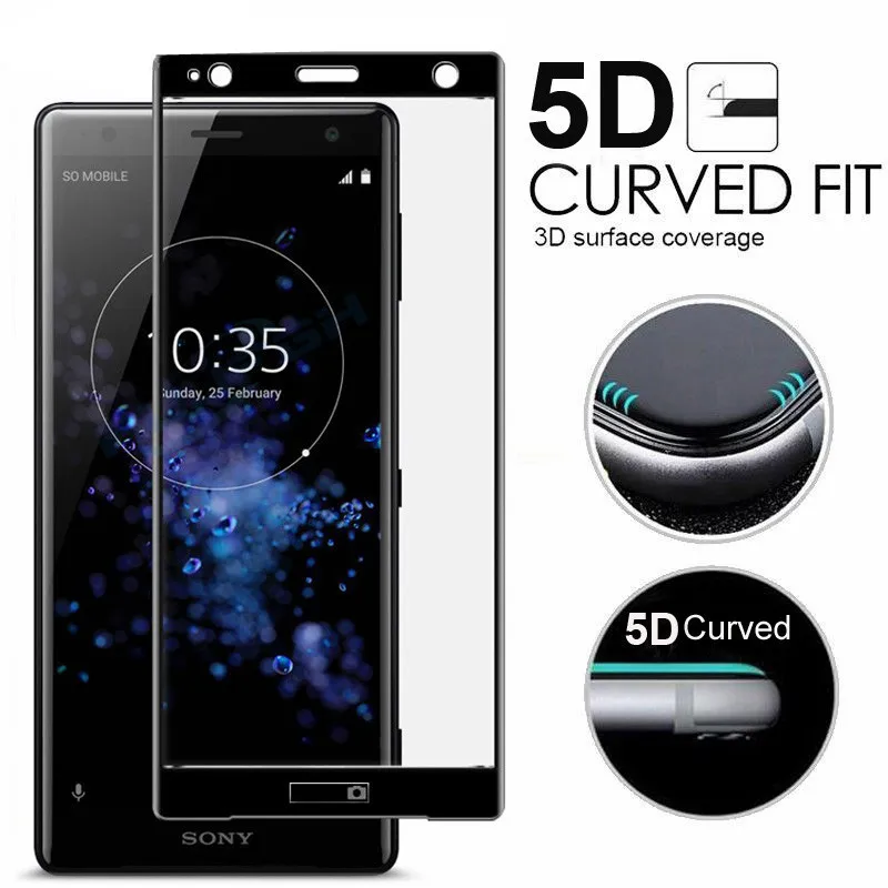9H 5D закаленное стекло LCD изогнутая полноэкранная Защитная пленка для Sony Xperia XZ3 XZ2