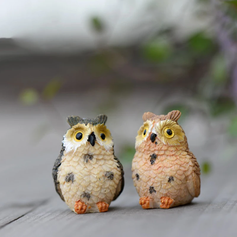 1 шт случайный цвет мини Смола Сова для миниатюрного бонсай Фея Сад Микро пейзаж