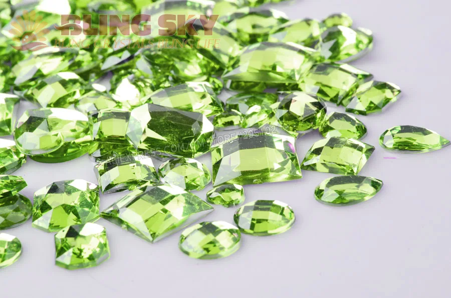 Смешанные размеры формы 100 шт./лот плоские задние Стразы перидот зеленый