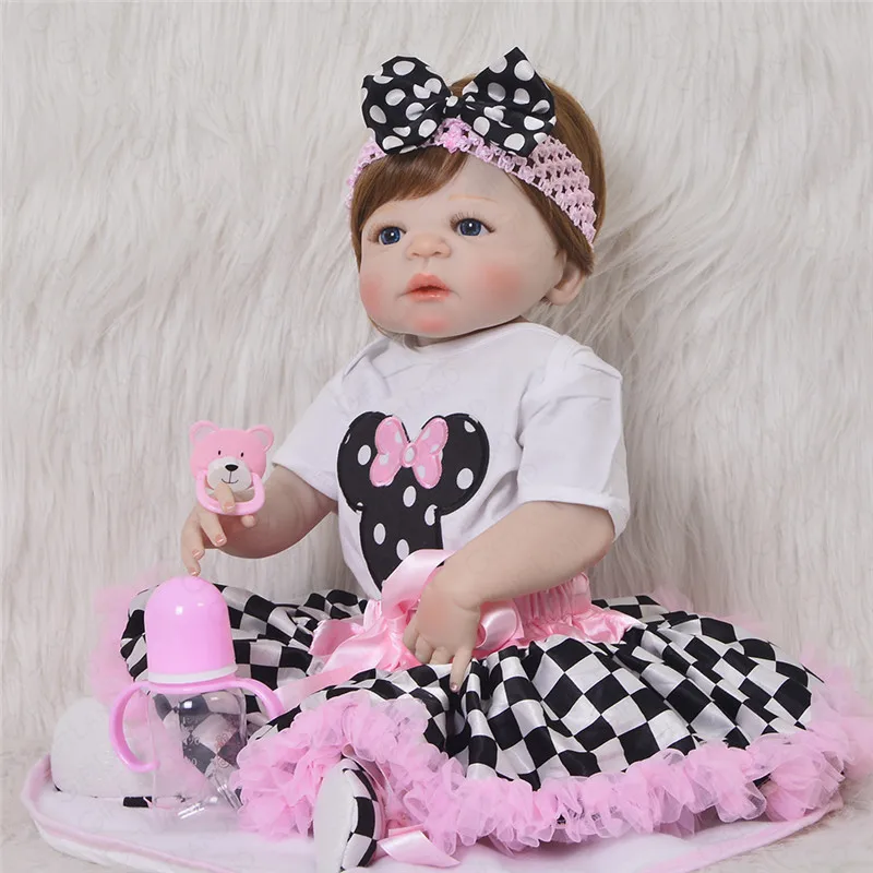 Новорожденная принцесса Bebes Кукла реборн 58 см Мягкая силиконовая Reborn Brinquedos Bonecas