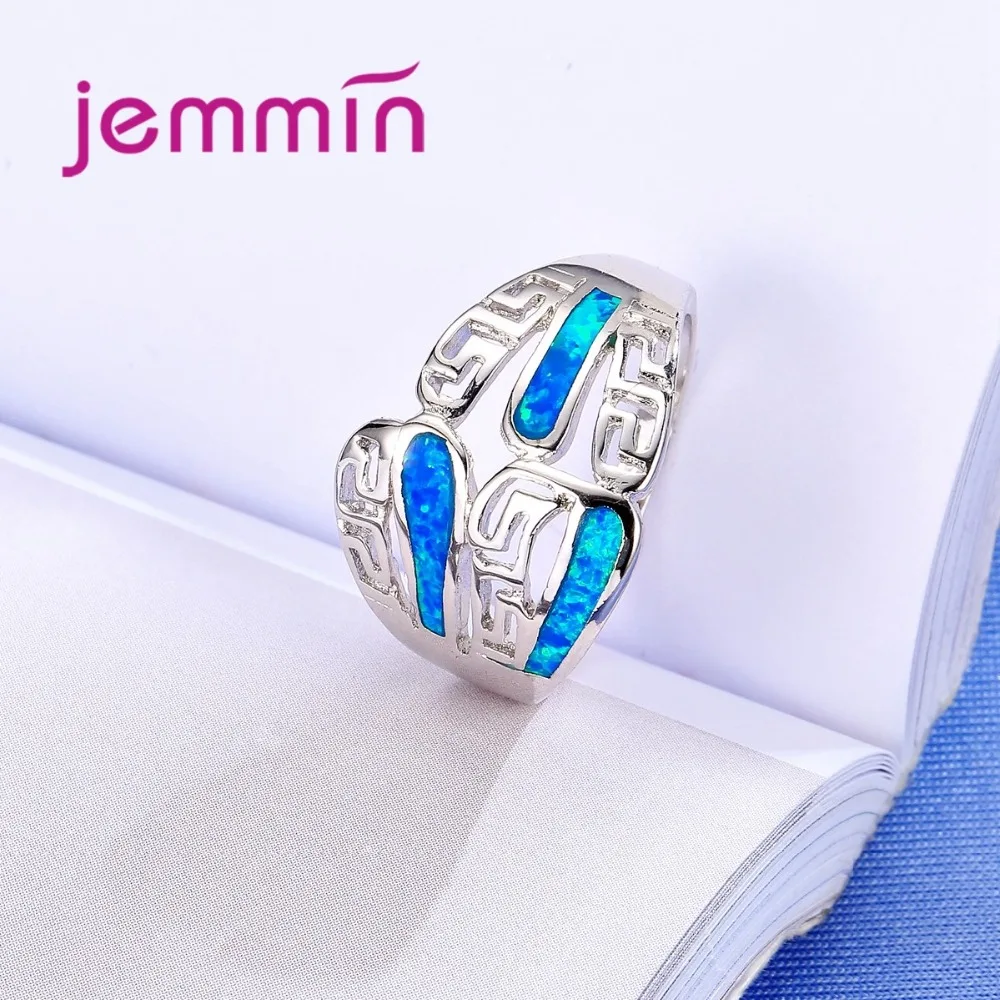 Женское Винтажное кольцо с голубым огненным опалом обручальное серебряное