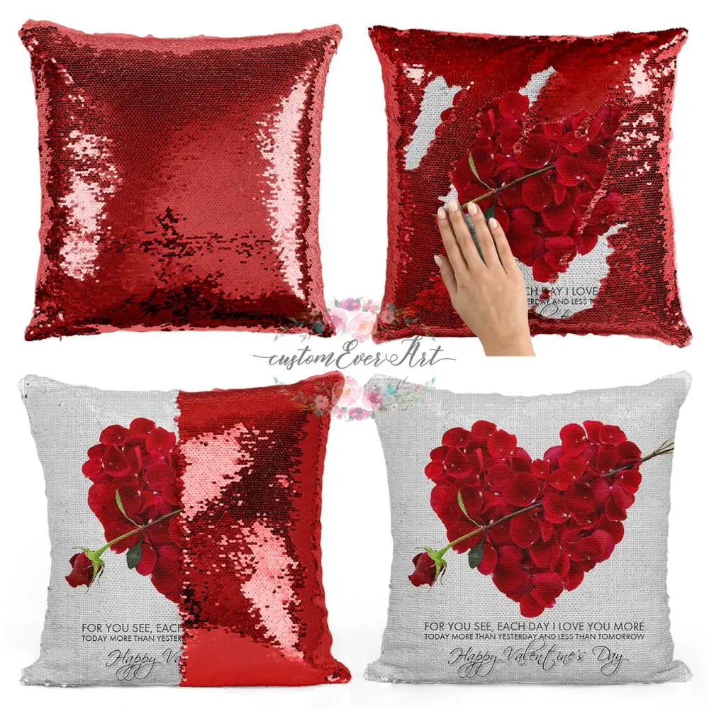 

Valentine's Day Sequin Mermaid Throw Pillow Cushion Cover Car Home Decoration Sofa Bed Decor Decorative Pillowcase