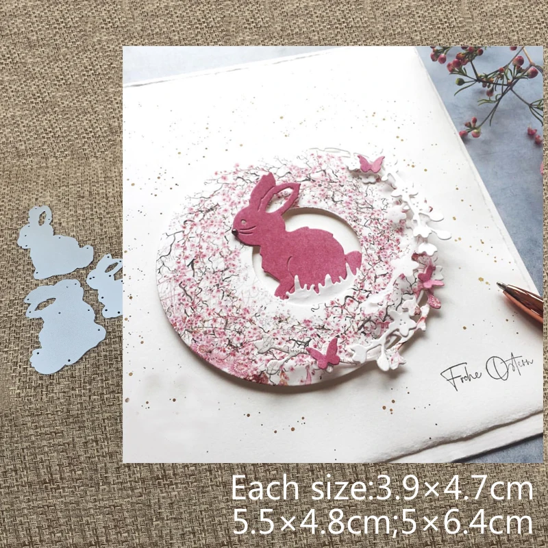 

XLDesign Craft Metal Cutting Dies cut die 3pcs cute easter bunny rabbit scrapbooking Album Paper Card Craft Embossing Die Cuts