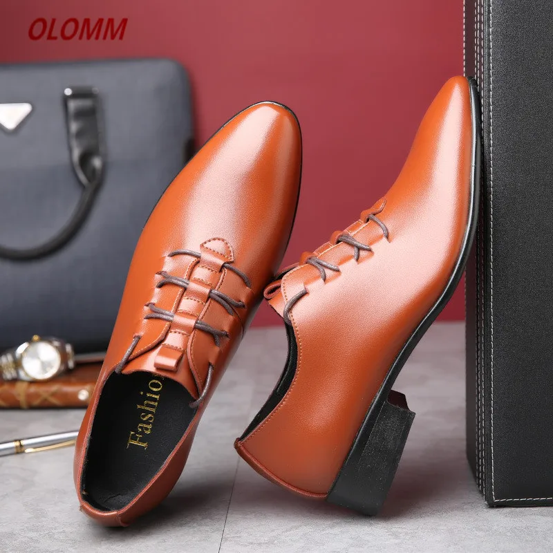 

luxury Brand Men's Brand Leather Formal Shoes Lace Up dress shoes Oxfords Fashion Retro Shoes Elegant work Footwear