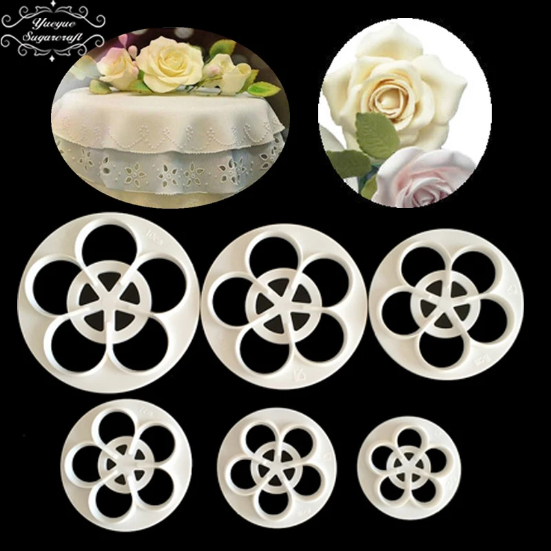 Yueyue Sugarcraft 6pc Succulents plastic fondant cutter cake mold decorating tools | Дом и сад