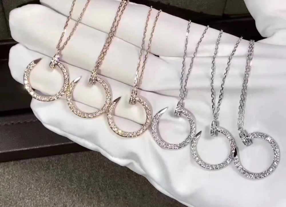 2017 новейший ногтей pendant Pave CZ розовое золото и серебро Форма ожерелье
