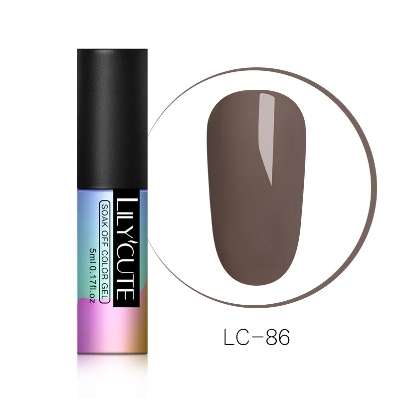 LC-86 LILYCUTE, 5 мл, серый, коричневый, кофейный цвет, Гель-лак, замачиваемый, УФ, чистый цветной гель для ногтей, лак для ногтей, долговечный Гель-лак для ногтей - Цвет: LC-86