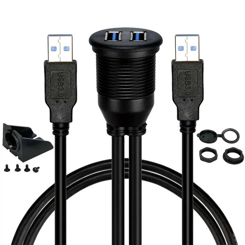 2 порта двойной USB 3 0 папа к Женский Автомобильный Панель кабель для скрытого
