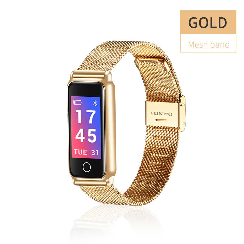 Steel Strap Gold Greentiger Y8 смарт-браслет пульсометр кровяное давление фитнес-трекер умный браслет из нержавеющей стали Мужской кожаный Смарт-браслет - Цвет: Steel Strap Gold