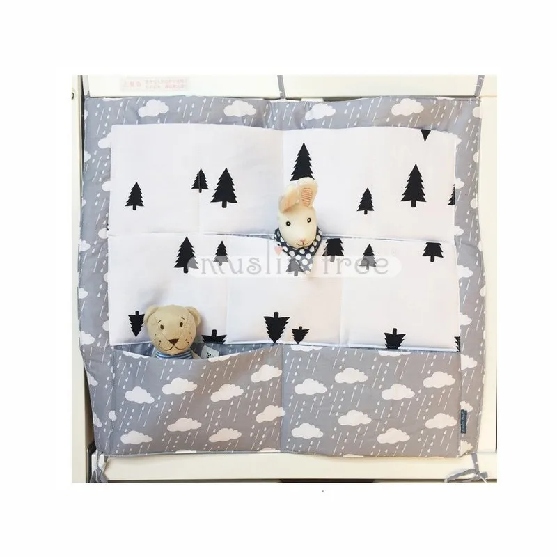 Gray tree Назначение Wishdom 60*55 см кровать детская кроватка висячая сумка для хранения Органайзер водонепроницаемые аксессуары игрушечный карман для пеленок детская кроватка набор - Цвет: Gray tree