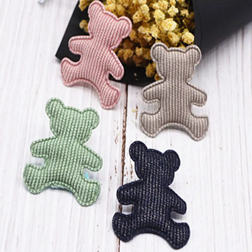 Bear Mix Color 12 шт. В Полоску Ткань Медведь Бабочка кошка форма DIY Детский головной убор аксессуары мягкая аппликация для волос зажим декоративный орнамент - Цвет: Bear Mix Color