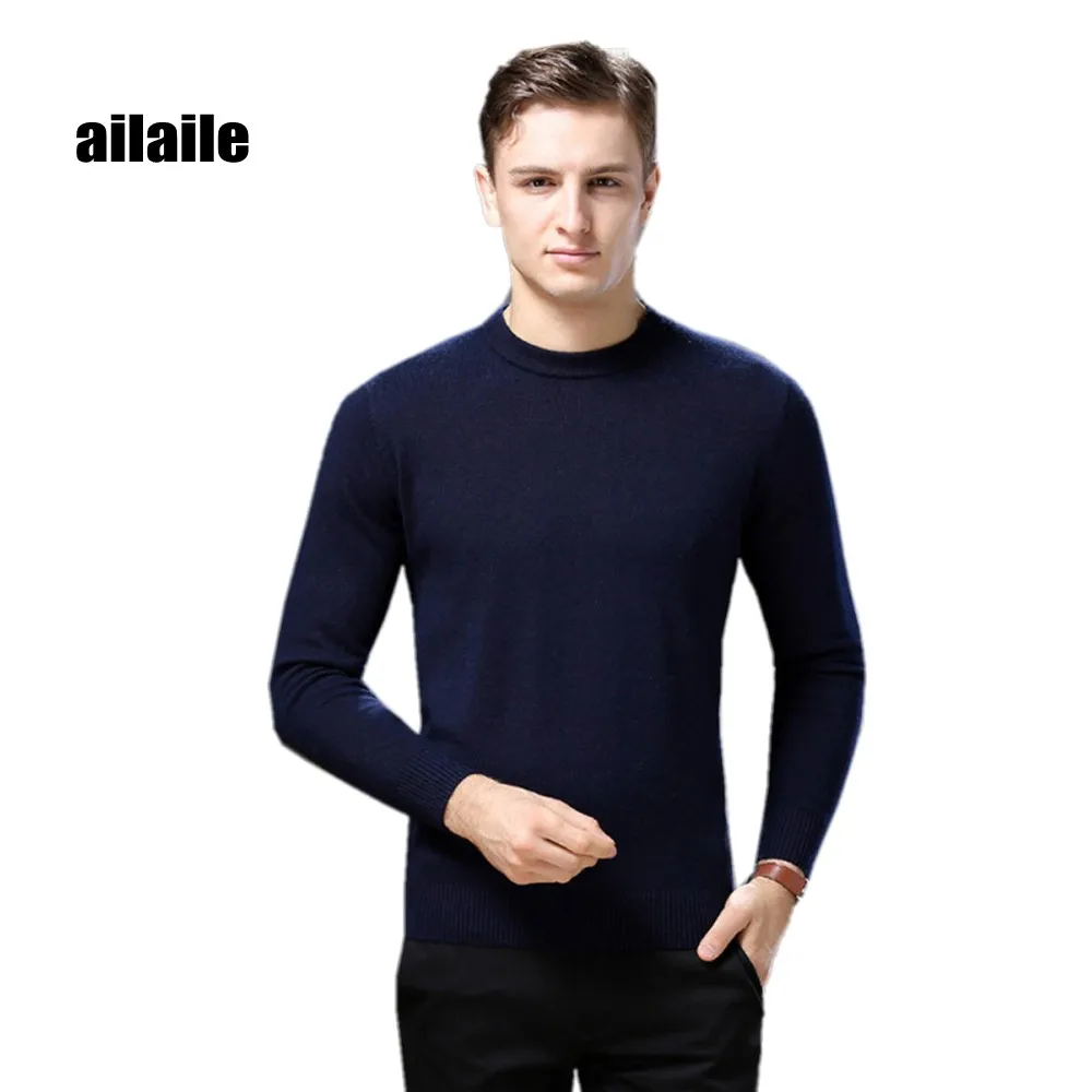 Ailaile 2018 зимний теплый толстый свитер мужской брендовый 100% чистый кашемировый с