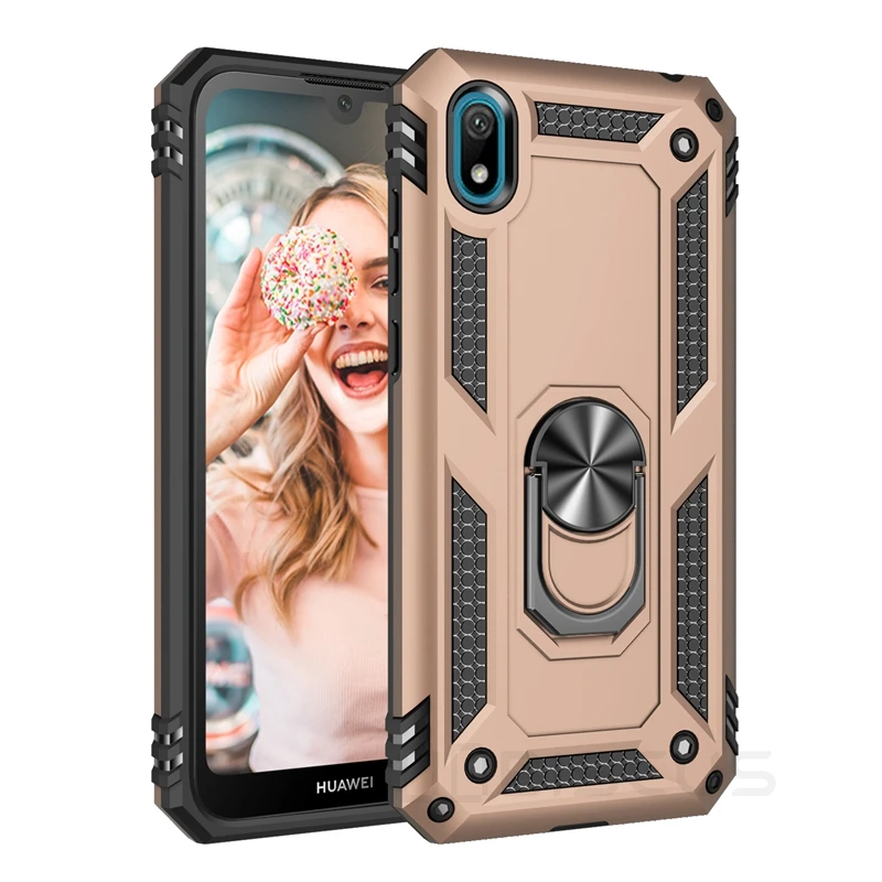 Роскошный армированный Мягкий противоударный чехол для huawei Honor 8 S KSE-LX9 KSA-LX9 Honor 8 S силиконовый бампер жесткий чехол из поликарбоната чехол с металлическим кольцом
