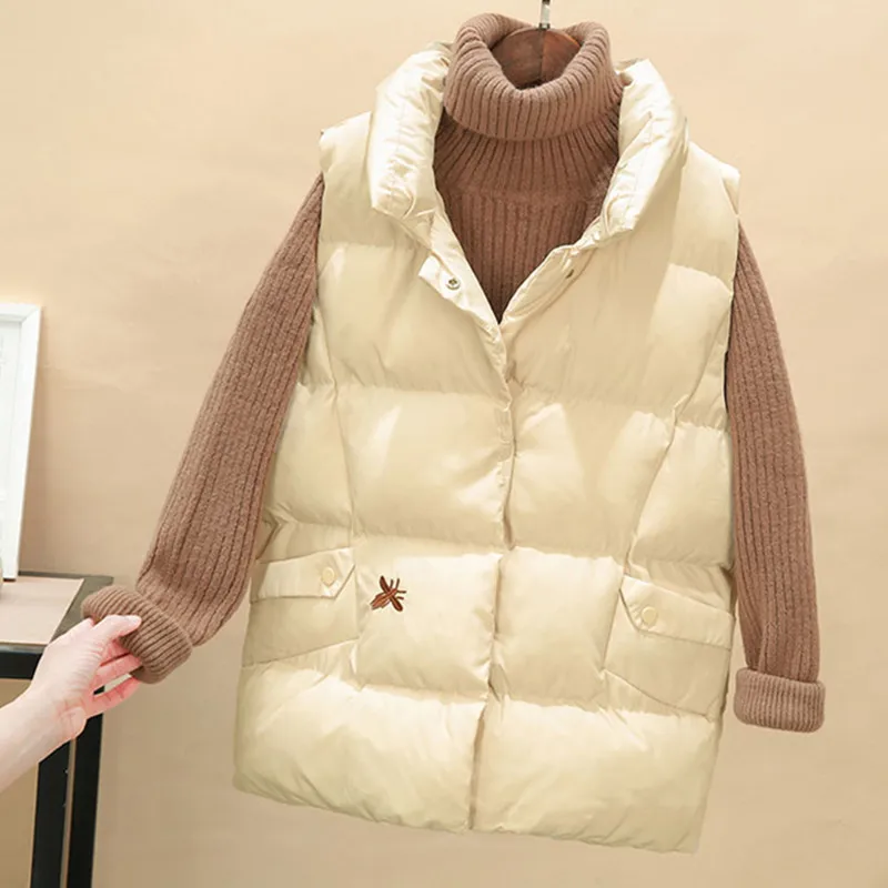 MUMUZI 2XL зимний жилет с хлопковой подкладкой для женщин, жилет с v-образным вырезом без рукавов из искусственного меха, меховое пальто, женская верхняя одежда, жилет