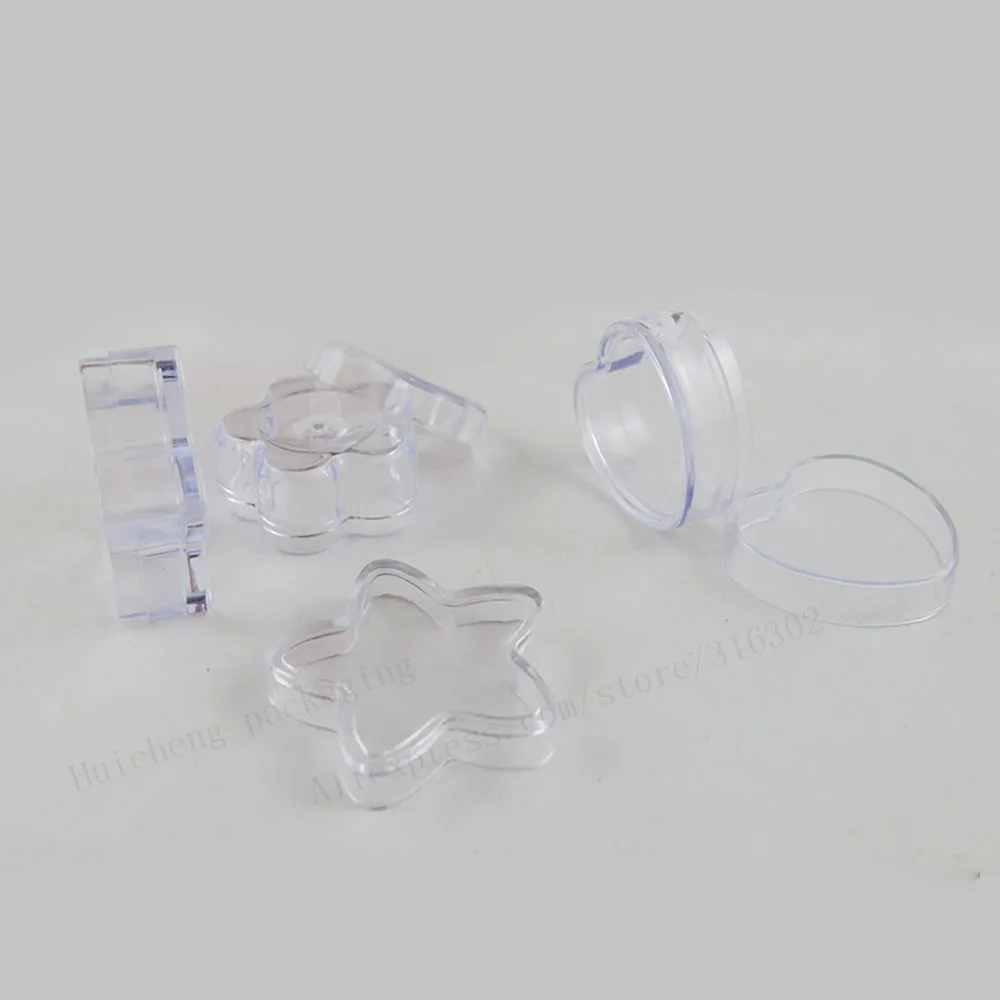 100 x  5g Travel Mini Sample Heart Shape Plastic Jar Small Plastic Cream Pot 5cc Empty Cream Jar Dispaly Case