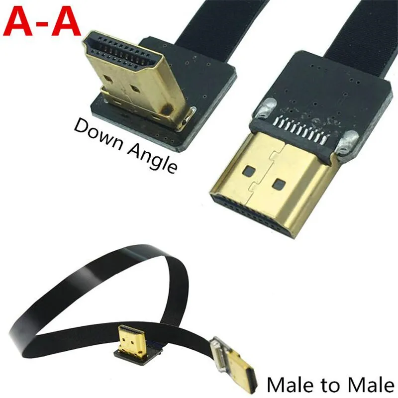 FPV вниз Угловой 90 градусов HDMI-совместимый штекер-штекер адаптер HDTV FPC плоский