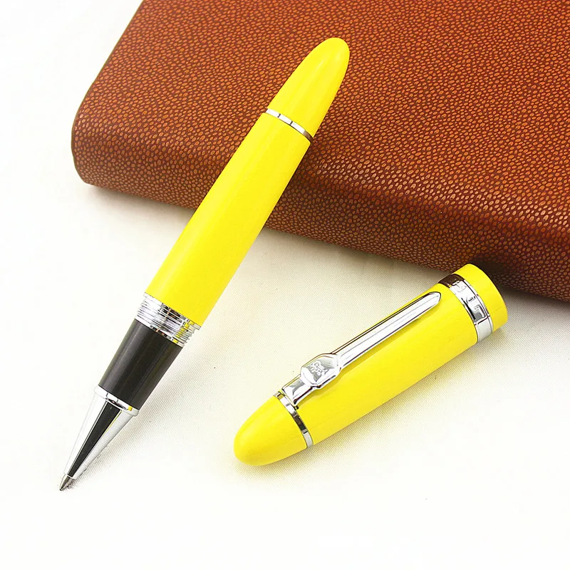 Jinhao 159 Роскошная желтая и серебряная шариковая ручка с зажимом с бархатной сумкой шариковые ручки