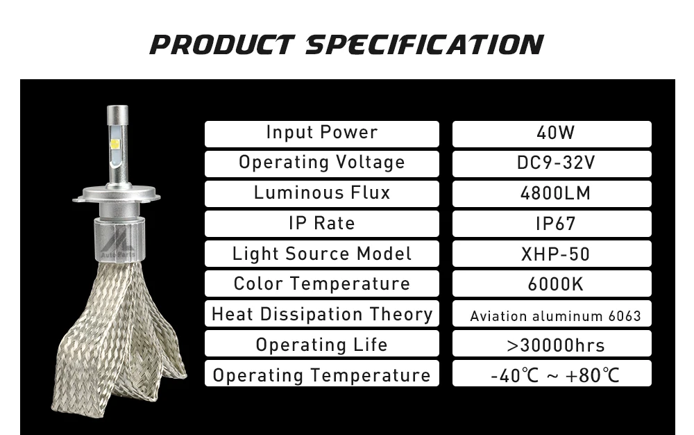 Xenplus светодиодные лампы 4300k 12V 6600lm XHP50 чипы R5 авто светильник 880 H27 H1 H3 h4 h9 h11 h13 9012 9006 9007