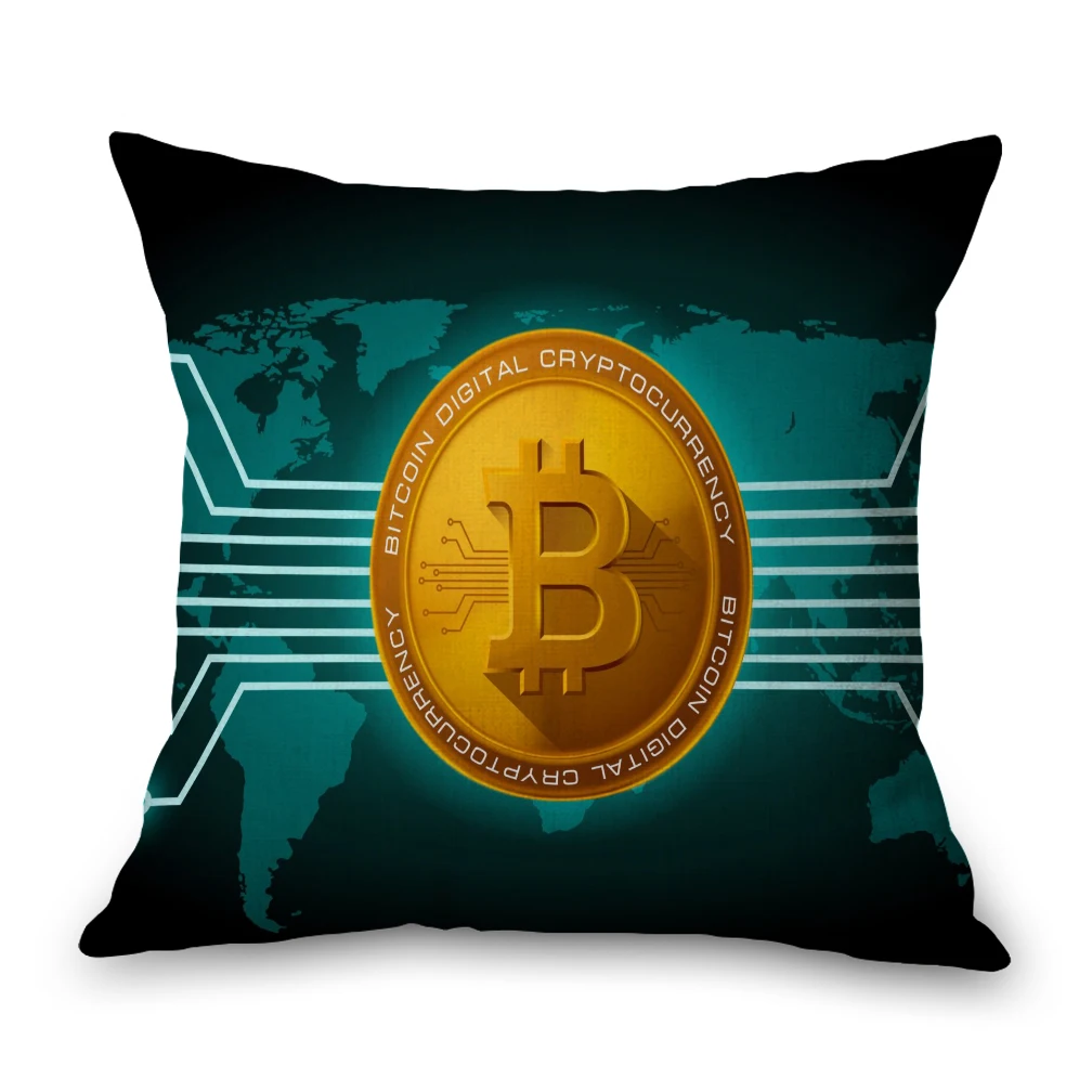 Цифровая наволочка для шеи Биткоин льняная дорожная подушка кровати диванная