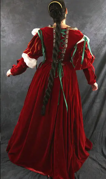 Ярко! Красные бархатные винтажные костюмы на заказ платье в готическом