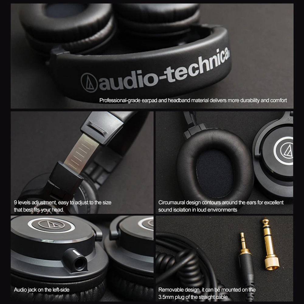 Audio-Technica ATH-M40x профессиональные мониторные наушники Накладные наушники HiFi складные наушники ж/съемные кабели музыка
