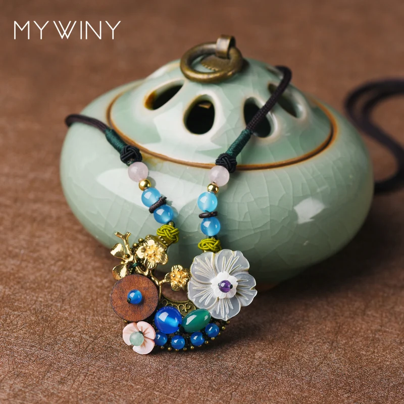 MYWINY модные ожерелья чокеры этнические с цветами ювелирные изделия Женские