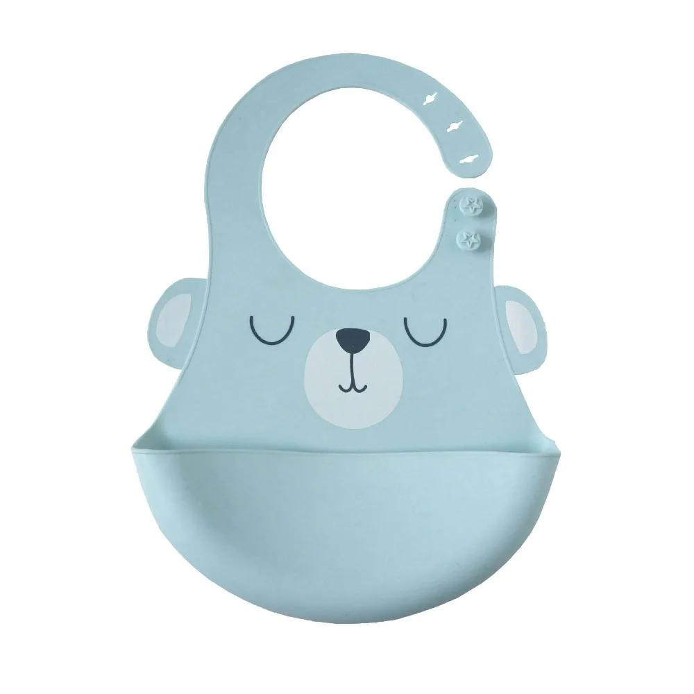 Cartoon Prints Kids Silicone Bib Baby Bibs Children Adjustable Waterproof Boy Girl Feeding Tools Stuff for Newborn | Детская одежда и