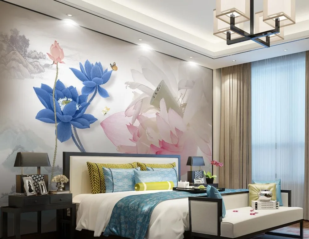 Chinese Wallpaper For Living room 3D Mural Ink and water Photo Printing Bedroom Decoration Sofa TV Backdrop | Обустройство дома