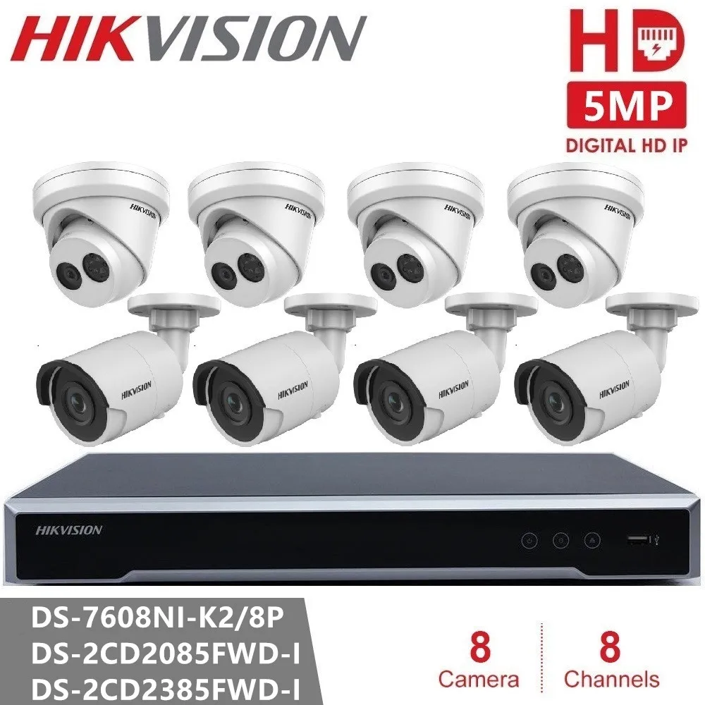 Hikvision 8MP IP камера и 8CH 4K POE NVR комплект CCTV система безопасности купольная наружная