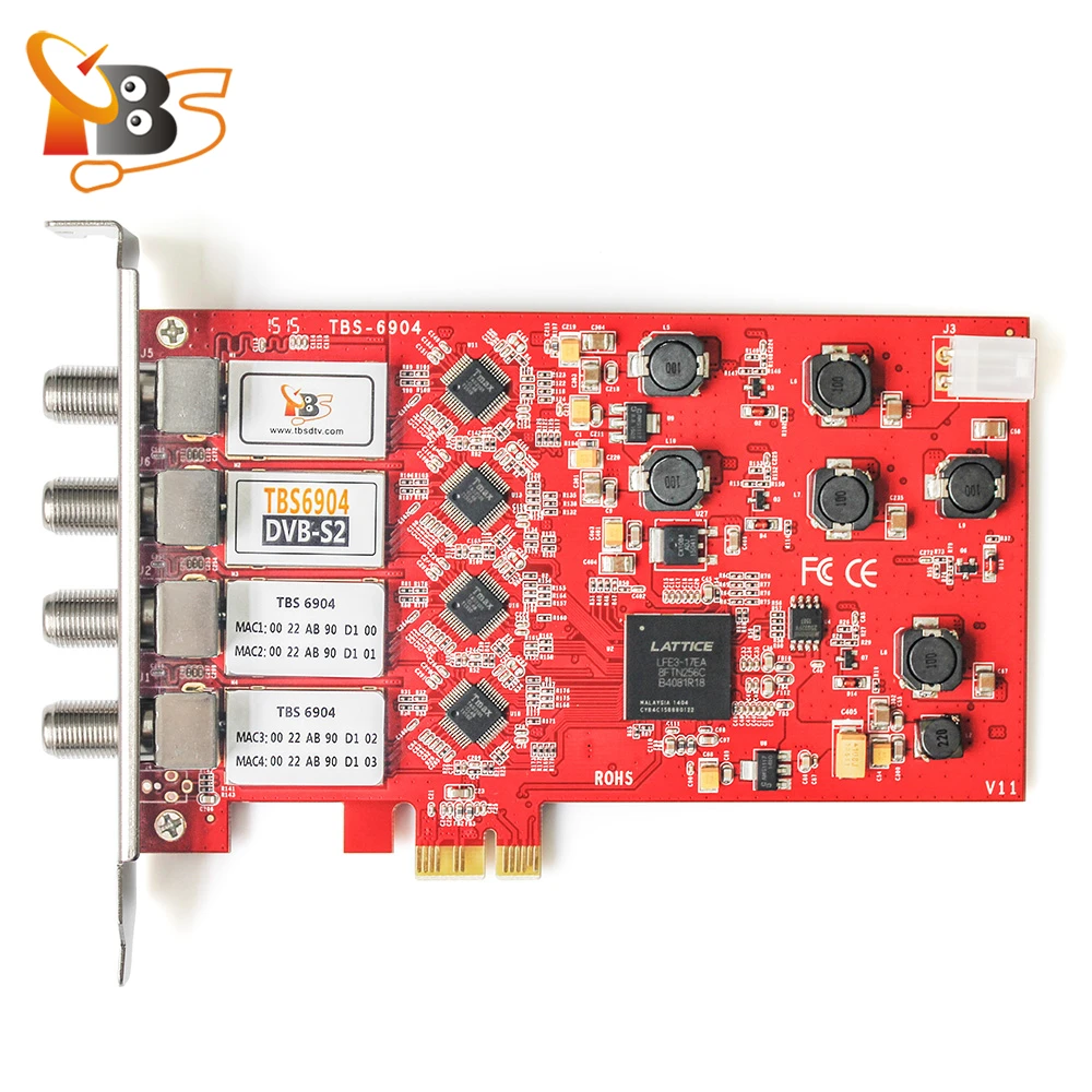 Четырехъядерный тюнер TBS6904 DVB-S S2 четырехъядерный тюнер PCIe карта для просмотра и записи цифровой спутник FTA ТВ каналы на ПК