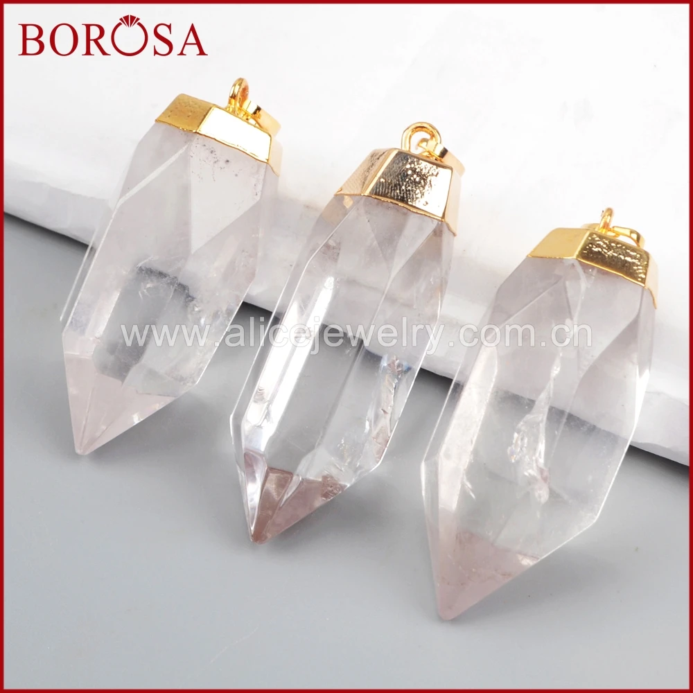 Кулон BOROSA из белого кристалла кварца и золота высококачественный кулон