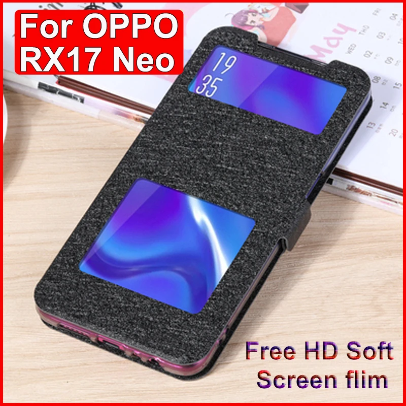 Кожаный чехол с открытым окном для OPPO RX17 Neo телефона s 6 4 &quot RX 17 RX17Neo откидной Чехол