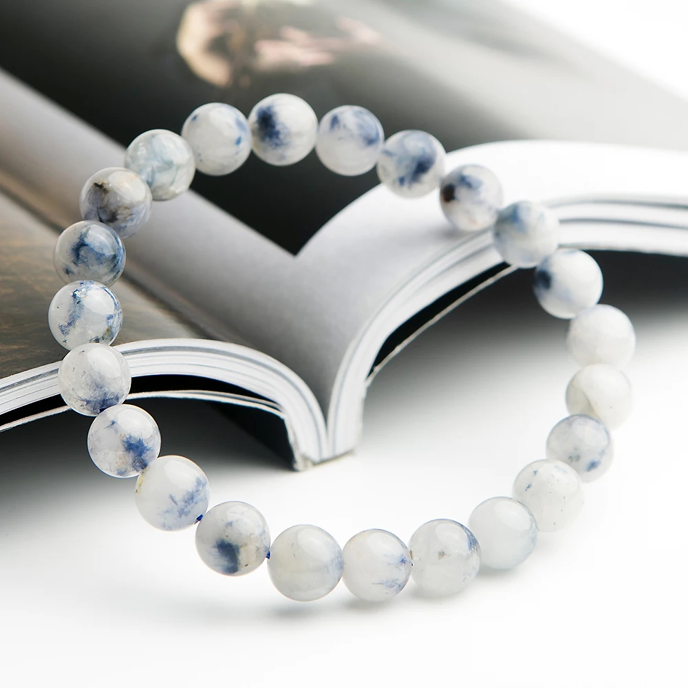 8 мм натуральный синий рутилированный кварцевый браслет Dumortierite для женщин мужчин