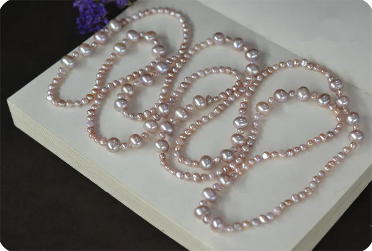 new 3 styleHot sell Natural white pink purple 3-4 mm 9-10 freshwater pearl sweater chain necklace 160 cm long fashion jewelry | Украшения и