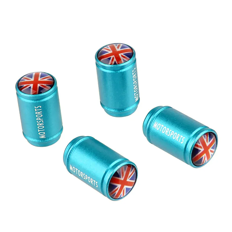 Blue Colorful UK Автомобильные аксессуары авто колеса крышки стержня вентиля шины авто для британского флага логотип для MINI Cooper Jaguar peugeot Citroen hyundai Audi - Цвет: Blue Colorful UK