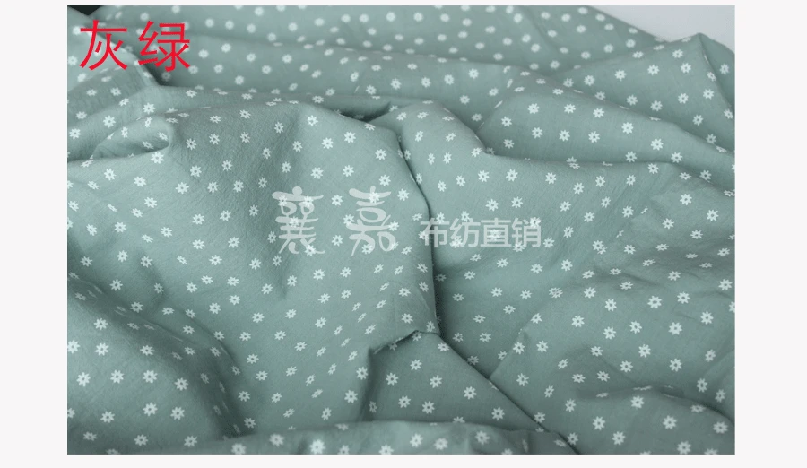 White flower 100*140cm Cotton Crepe Fabric Wear Gauze Printing Seersucker Pants Mosquito Pajamas Fabric D30