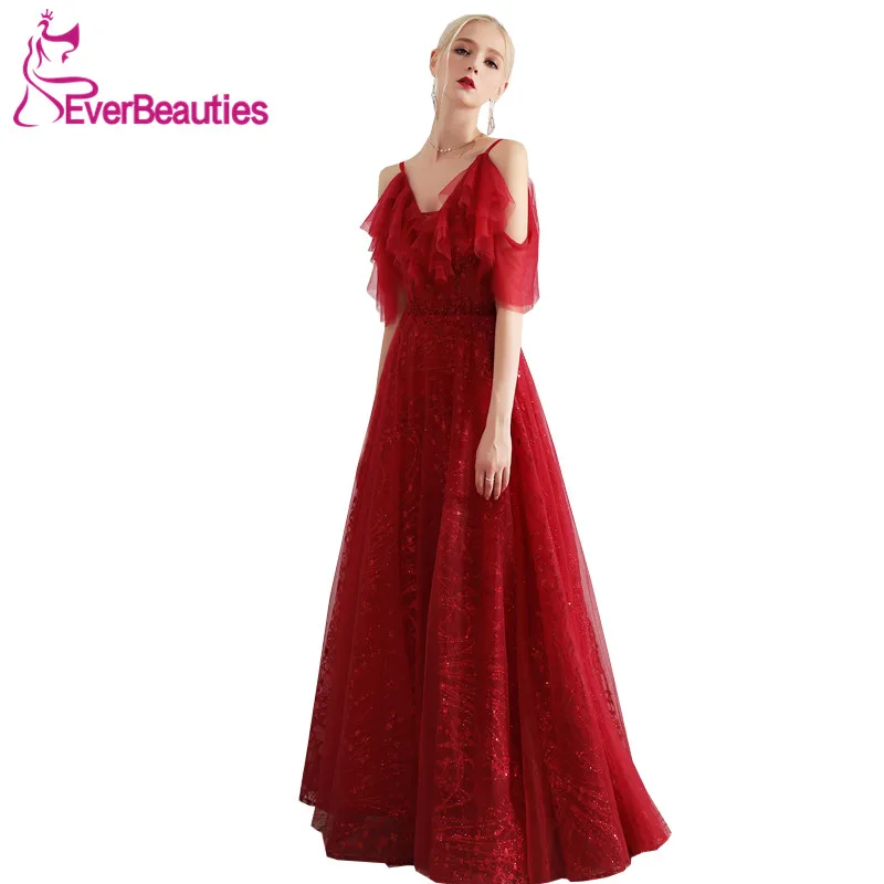 Robe De Soiree женское элегантное вечернее платье торжественное красное вино длинное