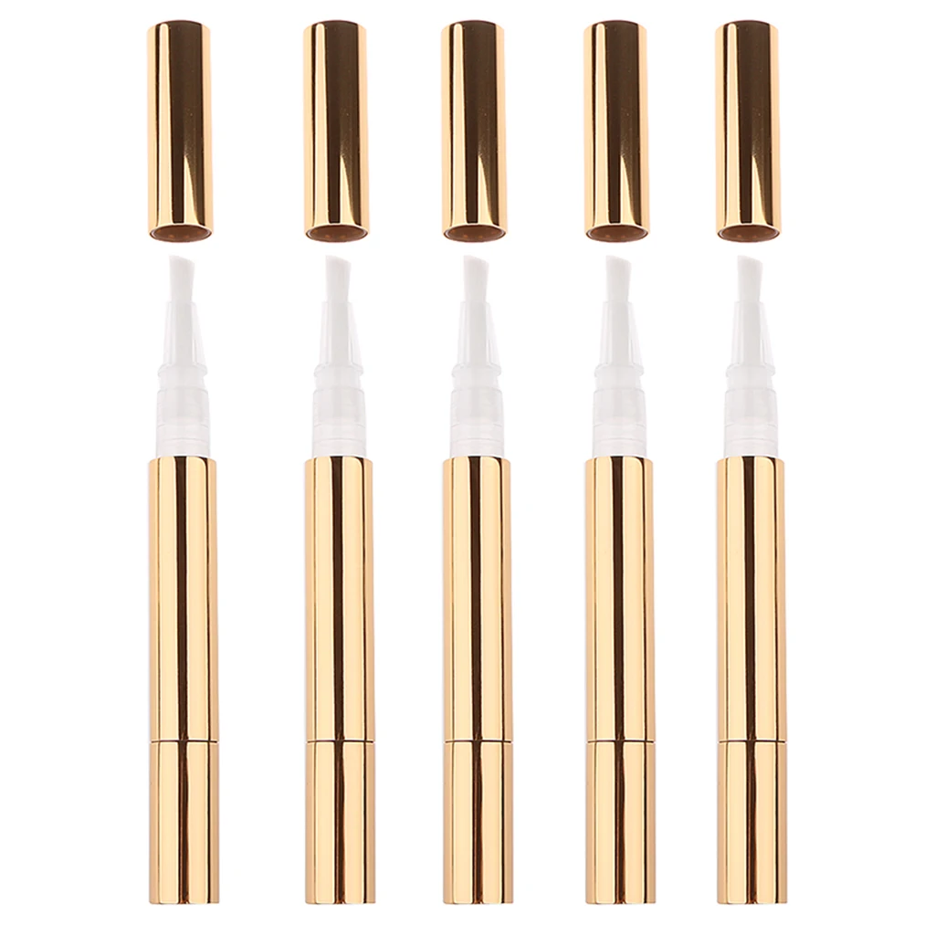 

5 Pieces 3ml Travel Empty Twist Pen Cosmetic Container Tube Nail Tool Gold