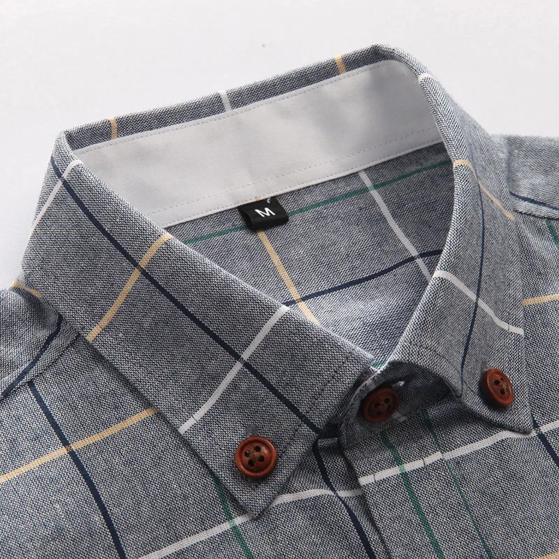 Хлопковая мужская одежда Короткие Рукава Рубашки повседневные Slim Fit мужские