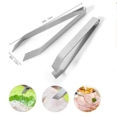 1PCS Stainless steel defeathering clamp forceps wool implement pull Fish Bone Tweezers Remover Pincer Puller Tongs Seafood Tool