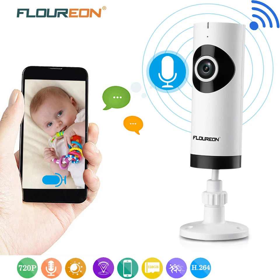 FLOUREON Беспроводной IP Камера 720P HD H.264 Ночное видение аудио Видеоняни и радионяни