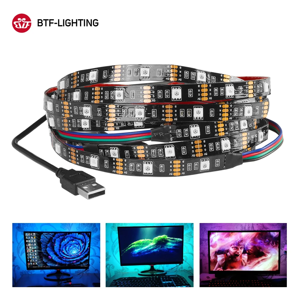 DC5V USB Светодиодная лента 5050 RGB гибкий светодиодный светильник с подсветкой 1 м 2 м 3 м HD tv PC Настольный экранный светильник лента фоновый светильник ing
