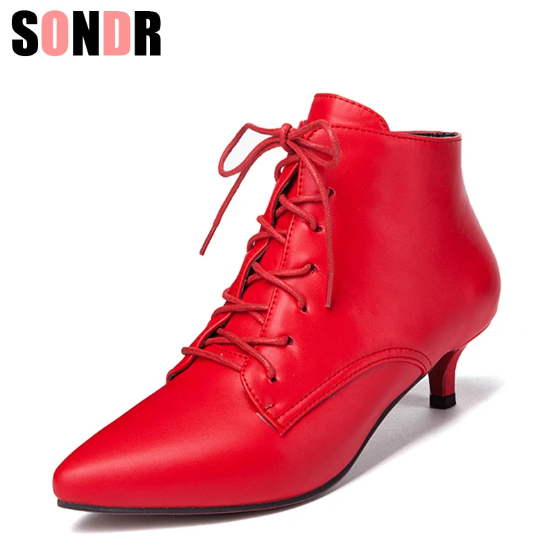 

Женские ботильоны на низком каблуке, женская обувь с острым носком, короткие ботинки из искусственной кожи, брендовая модельная обувь на шн...