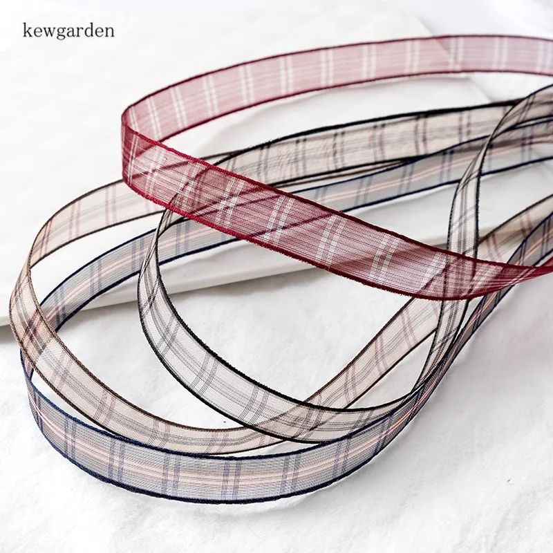Kewgarden DIY брошь серьги аксессуары для волос клетчатая лента из органзы 10 мм ручной