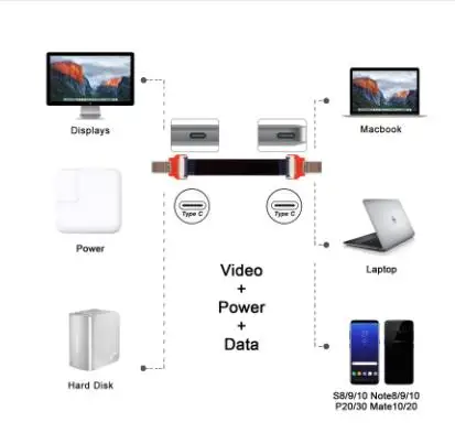 Type-C USB 3 1 USB-C Реверсивный штекер-штекер FPC плоский кабель для зарядки данных Mac book