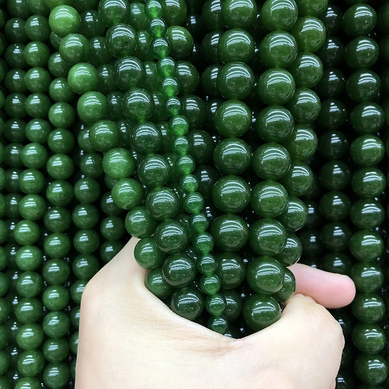 Natural Stone Green Jades Round Loose Beads 6 8 10 12MM Pick Size for Jewelry Making | Украшения и аксессуары